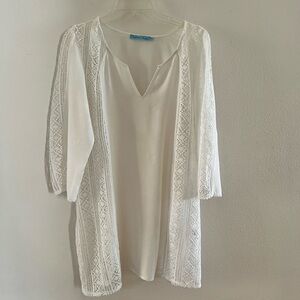 Solitaire swim White cover up dress with crochet size M